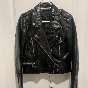 BLANKNYC Black Patent Moto Jacket | Size M | NWT